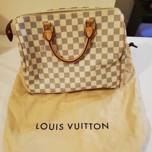 Louis Vuitton White Speedy Handbag Damier 30